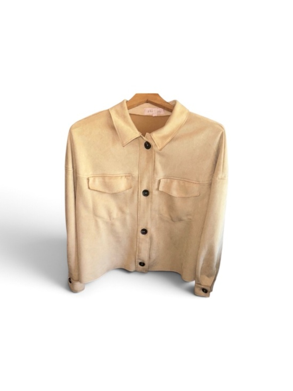 Philosophy Tan Jacket Womens Size XL Soft Suede Felling Polyester Long Sleeve